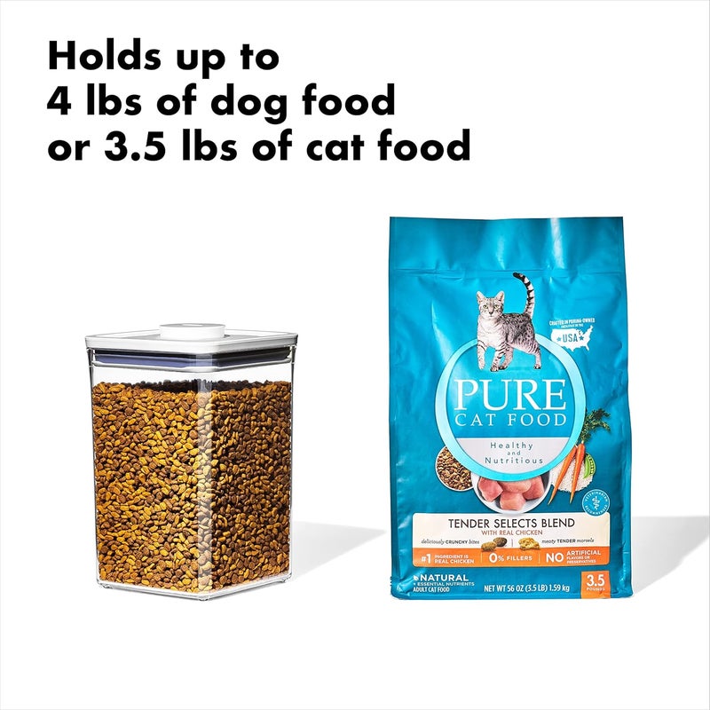 OXO Good Grips Pet POP Container – 4.4 Qt/4.2 L with Scoop |Ideal for up to 4lbs of Dog Food or 3.5lbs of Cat Food | Airtight Storage Container | BPA Free - Image 3