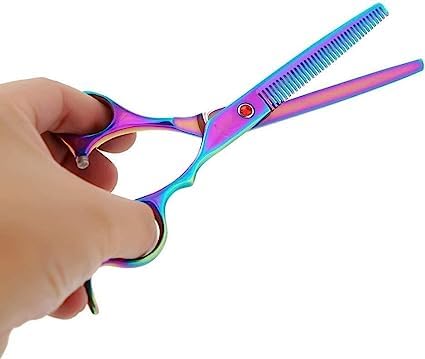 BLUSHIA Professional Hairdressing Scissors Hair Cutting Shears and Thinning Shear Scissors Set of 2 Multicolor - Image 5