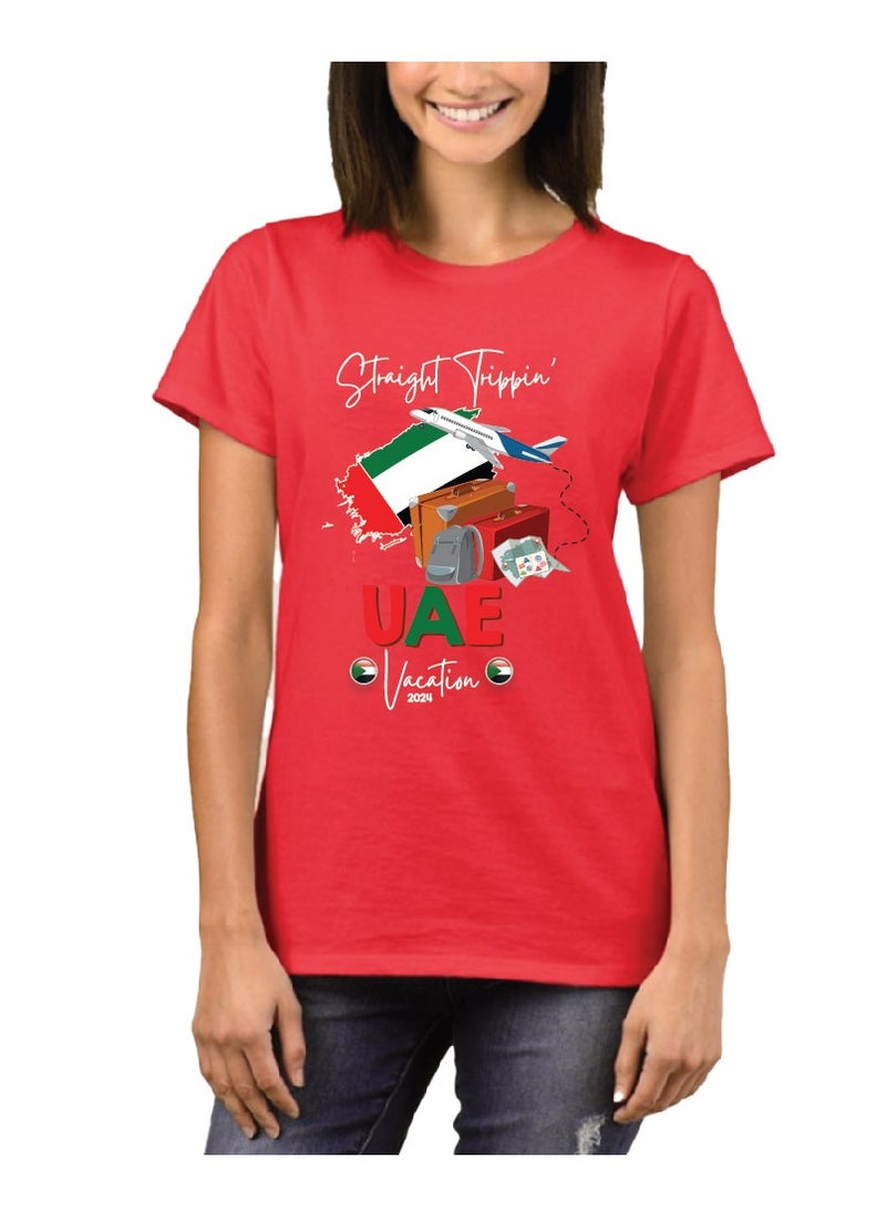 UAE Printed Vacation T-Shirts for Women - Capture Your Arabian Adventure - Image 1