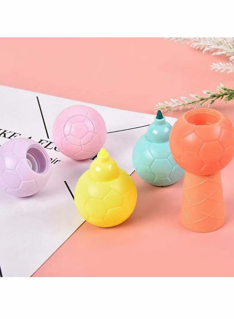 SYOSI Funny Highlighter Colorful Football Highlighter, 1 Box 7 Pcs 6 Colors Pastel Highlighter Set Cute Silicone Football Highlighter Pen for Adult Kid Student Writing Graffiti School Office Supplies - Image 2