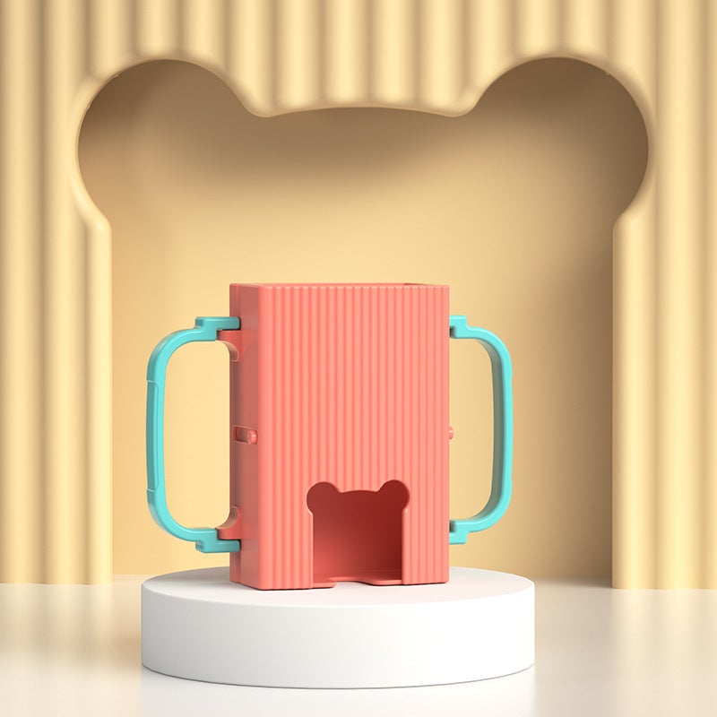 Dual-Purpose Baby Anti-Squeeze Milk Box, Puree Box, Jelly Anti-Spill Food Supplement Cup Holder, Kidsren's Milk Cup Holder(Dual-purpose Puree & Beverage Anti-extrusion Box-Orange) - Image 1