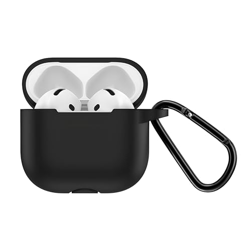skysia Silicone Case for AirPods 4 (2024) – Shockproof Cover with Keychain, 360° Dust-Proof Soft Design, Cute AirPods Accessories for Women, Men & Kids – Premium Silicone (Pack of 1) (Matte Blk) - Image 3