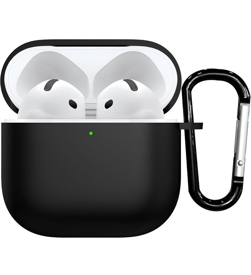 skysia Silicone Case for AirPods 4 (2024) – Shockproof Cover with Keychain, 360° Dust-Proof Soft Design, Cute AirPods Accessories for Women, Men & Kids – Premium Silicone (Pack of 1) (Matte Blk) - Image 4