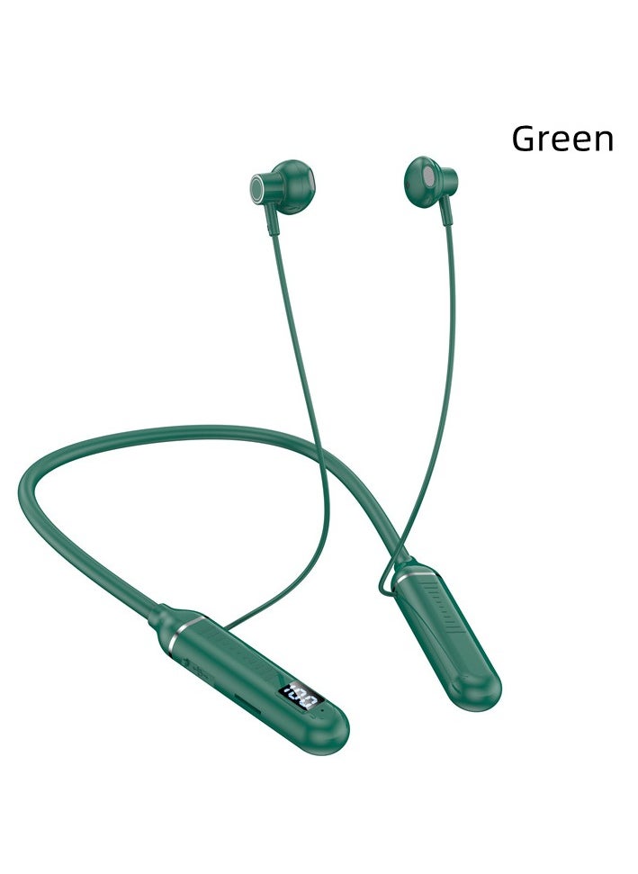 Generic New Neck-mounted Wireless Bluetooth Headset With Digital Display And Ultra-long Standby In-ear Wireless Sports Headset (Ice Green) 