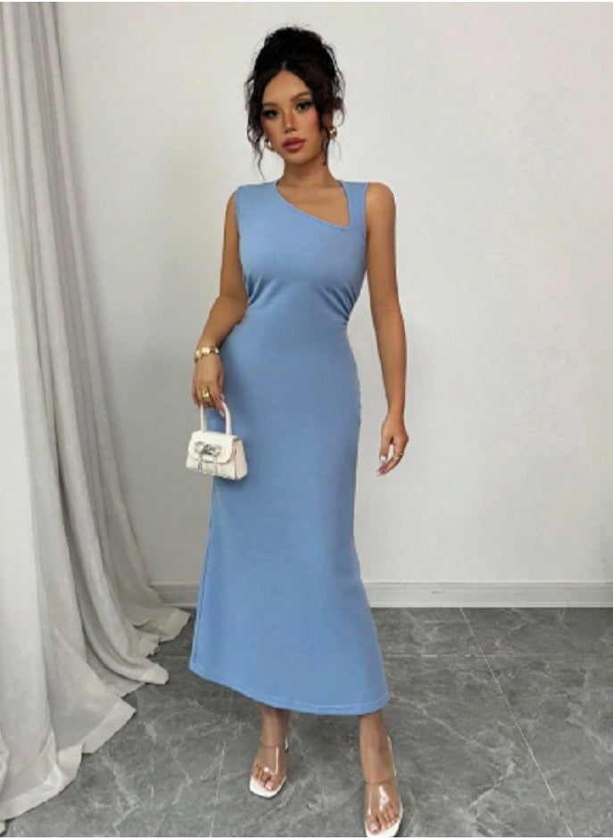 Shein Women's ElegantSleeveless Long Dress, Asymmetric Neckline, Cutout Design, Fitted  - Image 2