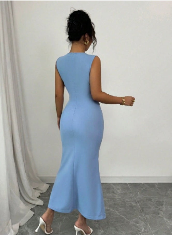 Shein Women's ElegantSleeveless Long Dress, Asymmetric Neckline, Cutout Design, Fitted  - Image 3