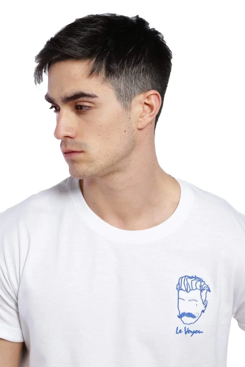 Edgard Paris Le Voyou (The Thug) Embroidered T-Shirt - White 100% Cotton