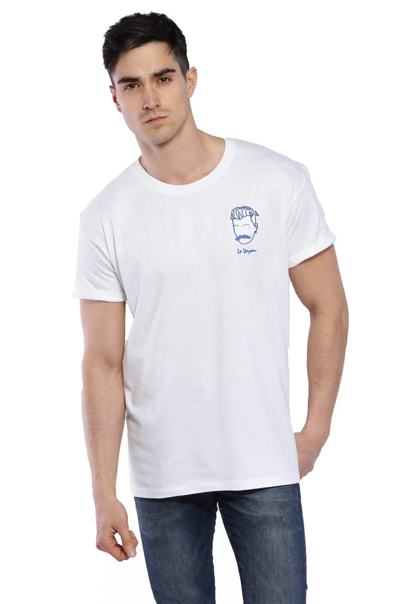 Edgard Paris Le Voyou (The Thug) Embroidered T-Shirt - White 100% Cotton