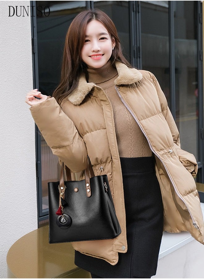 DUNISO - Women's Elegant Tote Bag Handbags with Large Capacity Faux Leather Shoulder Bag Ladies Fashion Designer Satchel Crossbody Bag with Detachable Strap for Ladies - Image 1