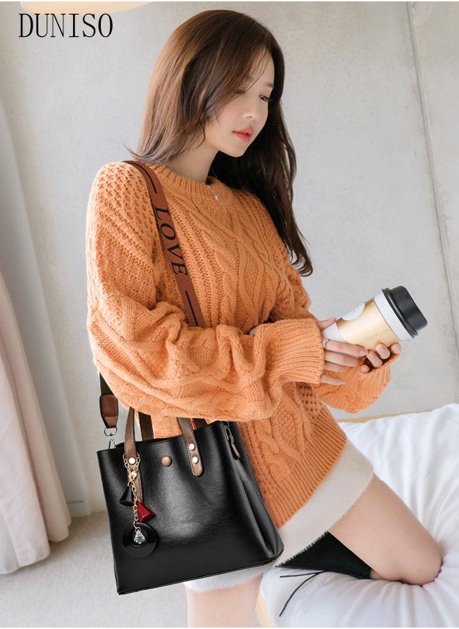 DUNISO - Women's Elegant Tote Bag Handbags with Large Capacity Faux Leather Shoulder Bag Ladies Fashion Designer Satchel Crossbody Bag with Detachable Strap for Ladies - Image 1