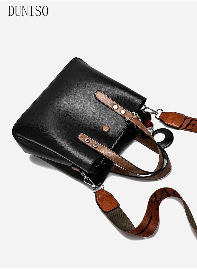 DUNISO - Women's Elegant Tote Bag Handbags with Large Capacity Faux Leather Shoulder Bag Ladies Fashion Designer Satchel Crossbody Bag with Detachable Strap for Ladies - Image 1