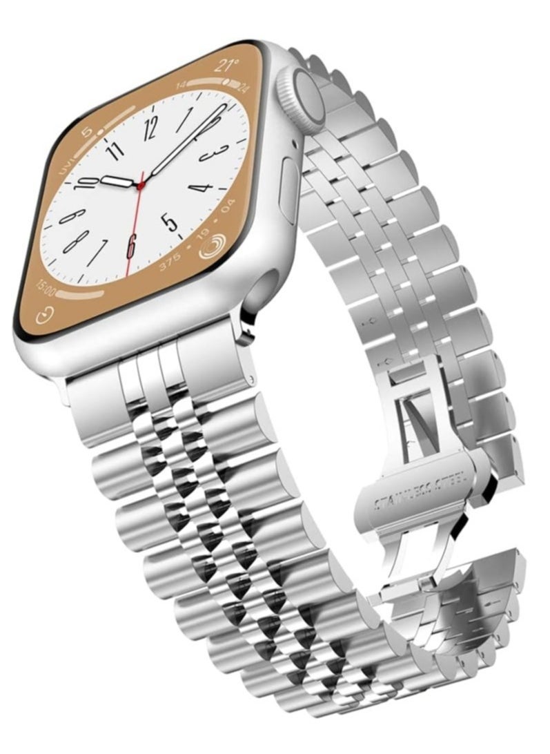 Gravity Compatible with Apple Watch Band Series 5 44mm 42mm, Stainless Steel iWatch Band with Butterfly Folding Clasp for iWatch Band Series 5/4/3/2/1 - Image 1