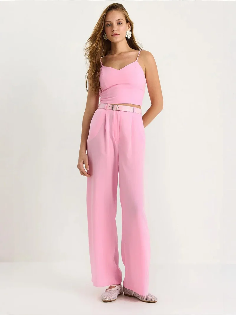 LUCCI V-Neck Blouse and Wide Leg Pants Set