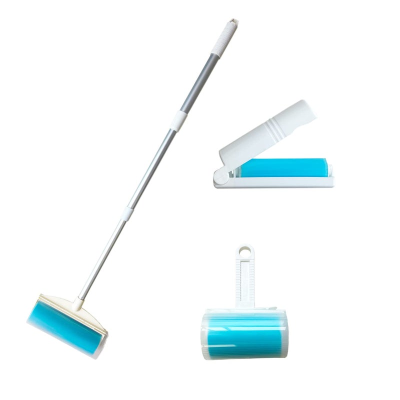 SUZZYVINE Pet Hair Remover with Long Handle Resuable Lint Roller Cat Dog Hair Remover Washasble Sticky Reusable 1 Long Handle 1 Wide Roller Plus 1 Medium Roller 1 Travel