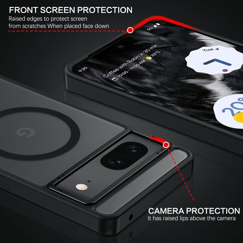 BENTOBEN for Google Pixel 7 Case [Compatible with Magsafe] Translucent Matte Magnetic Pixel 7 Case Magsafe Slim Thin Shockproof Women Men Protective Phone Cases Cover for Google Pixel 7 6.4", Black - Image 5