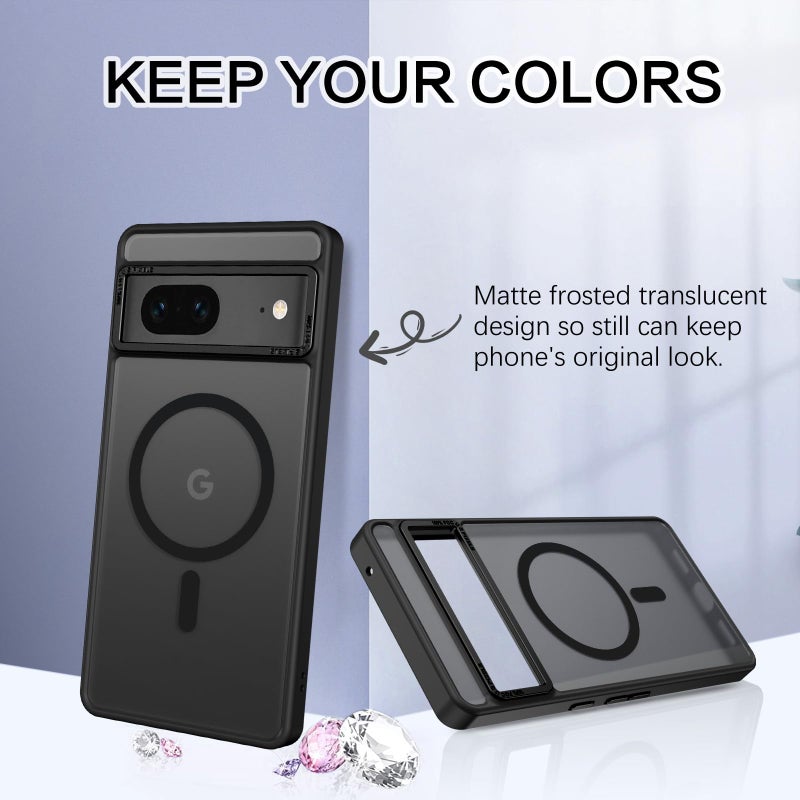 BENTOBEN for Google Pixel 7 Case [Compatible with Magsafe] Translucent Matte Magnetic Pixel 7 Case Magsafe Slim Thin Shockproof Women Men Protective Phone Cases Cover for Google Pixel 7 6.4", Black - Image 3