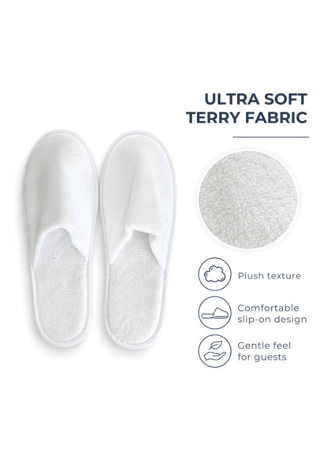 Pearl Coast International Disposable Spa Slippers – Non-Slip Closed-Toe Fluffy Hotel Guest Slippers, Unisex White House Shoes for Men and Women, Ideal for Home, Hotel, Spa and Weddings 29 cm - Image 3