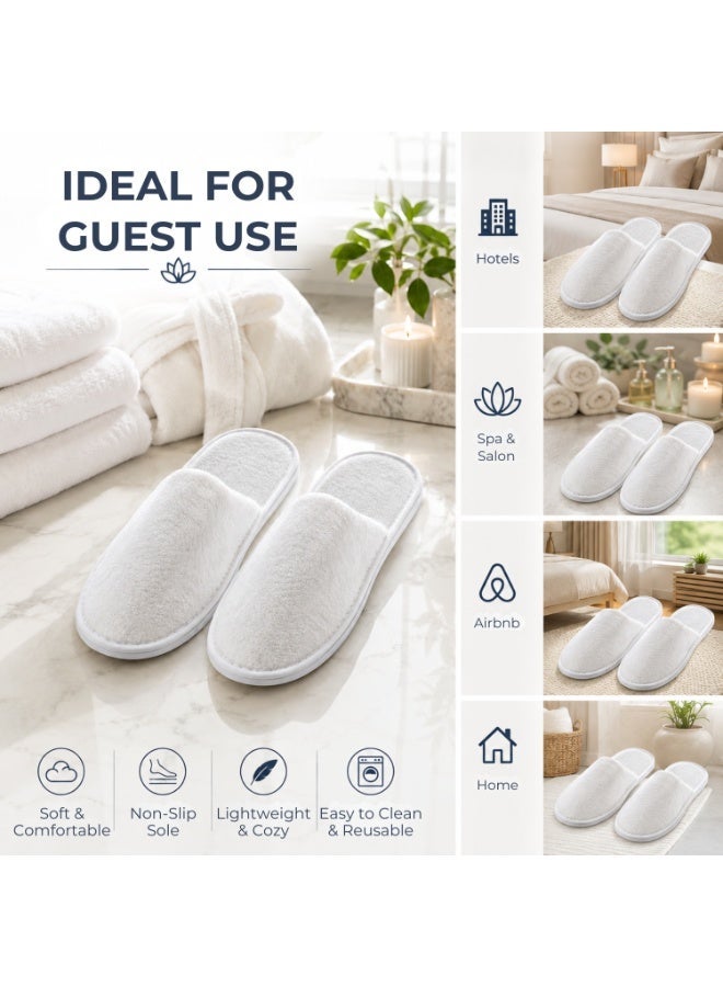 Pearl Coast International Disposable Spa Slippers – Non-Slip Closed-Toe Fluffy Hotel Guest Slippers, Unisex White House Shoes for Men and Women, Ideal for Home, Hotel, Spa and Weddings 29 cm - Image 4