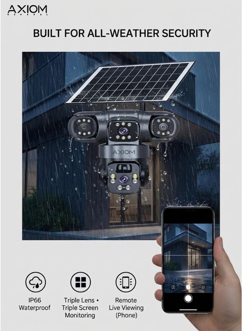اكسيوم جنرال كاميرا مراقبة أكسيوم الذكية بالطاقة الشمسية –  WiFi، تغطية 360 درجة، لاسلكية بالكامل مع رؤية ليلية ملونة وتتبع ذكي - Image 4