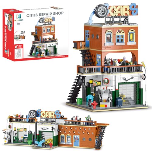 ENJBRICK City Car Repair Shop Building Set Compatible with Lego for Adults, Architecture Building House Kit for Boys and Girls 8-14 Years 1637 pcs - Image 1