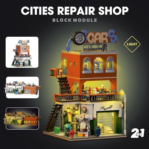ENJBRICK City Car Repair Shop Building Set Compatible with Lego for Adults, Architecture Building House Kit for Boys and Girls 8-14 Years 1637 pcs - Image 5