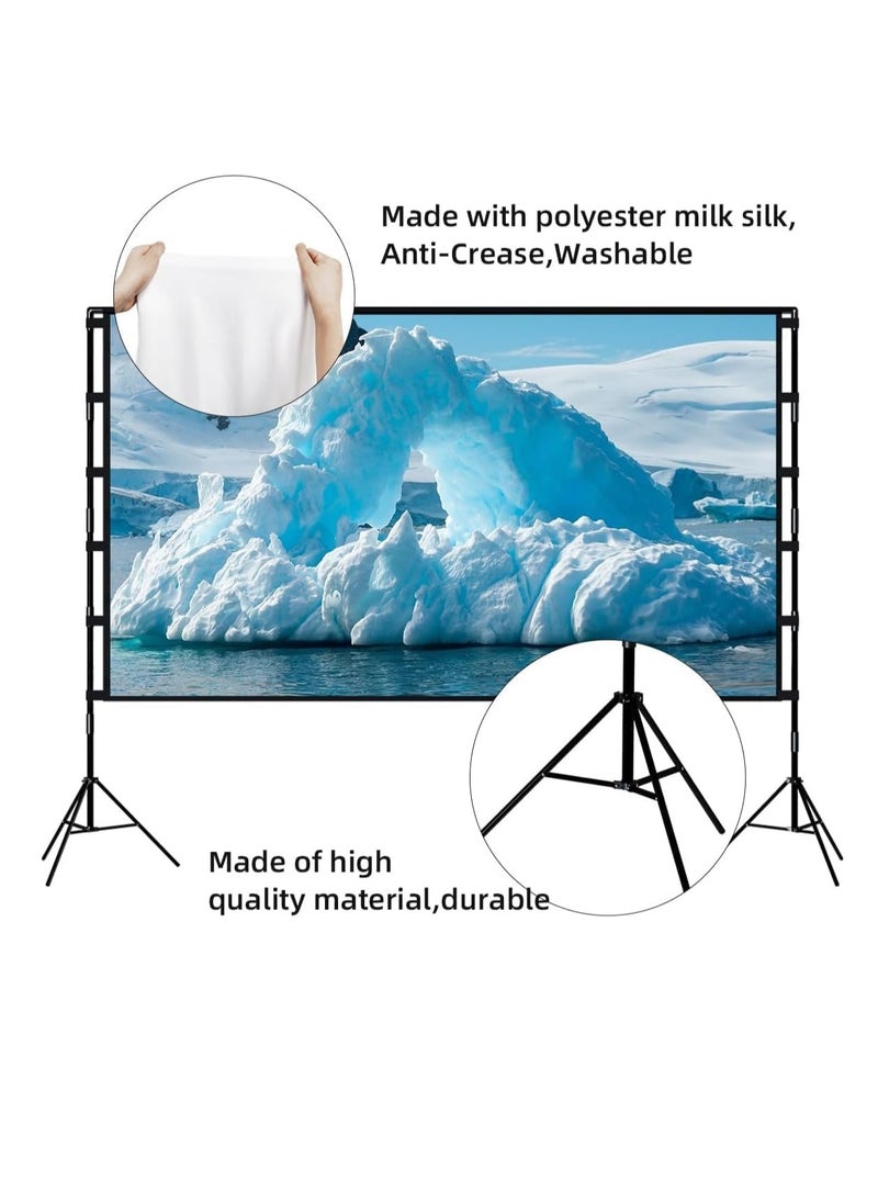 Generic Projector Screen and Stand, 84 inch Portable Projector Screen with Stand, Indoor Outdoor Projection Screen, 16:9 4K HD Wrinkle-Free Movie Screen with Carry Bag for Home Movie Theater (84")  - Image 4