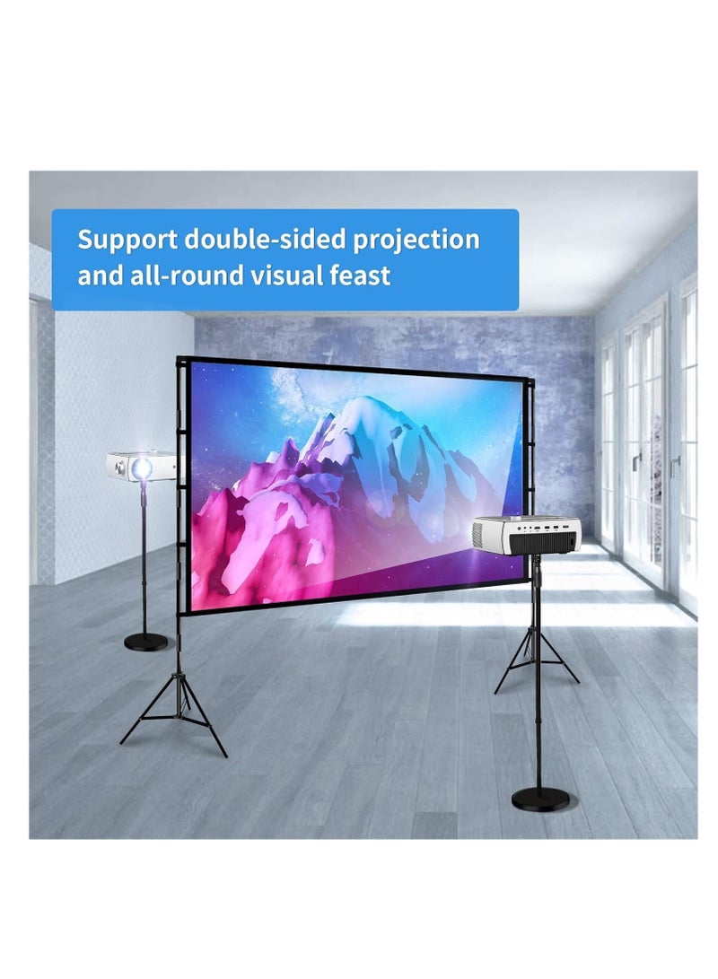 Projector Screen and Stand, 84 inch Portable Projector Screen with Stand, Indoor Outdoor Projection Screen, 16:9 4K HD Wrinkle-Free Movie Screen with Carry Bag for Home Movie Theater (84")