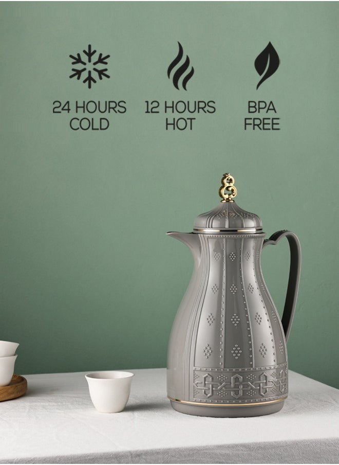 REEM Tea/Coffee Flask 1L Grey/Gold  - Image 3