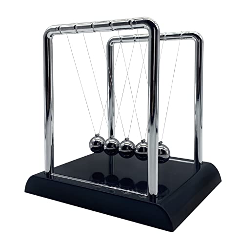 BEWITU Newtons Cradle Balance Balls, Swinging Balls with Black Base, Science Physics Accessories for Adults, Calm Down Fidgets Kit, Desk Ornament for Stress Relief, Office Home Decoration (Black) - Image 1