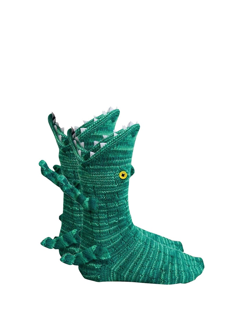 Y&D Socks 3D Crocodile Funny Animal for Women Summer Air-Conditioning Knit Floor Shark Unique Winter Home Warm Soft Sweat Absorption Deodorization Unisex - Image 1
