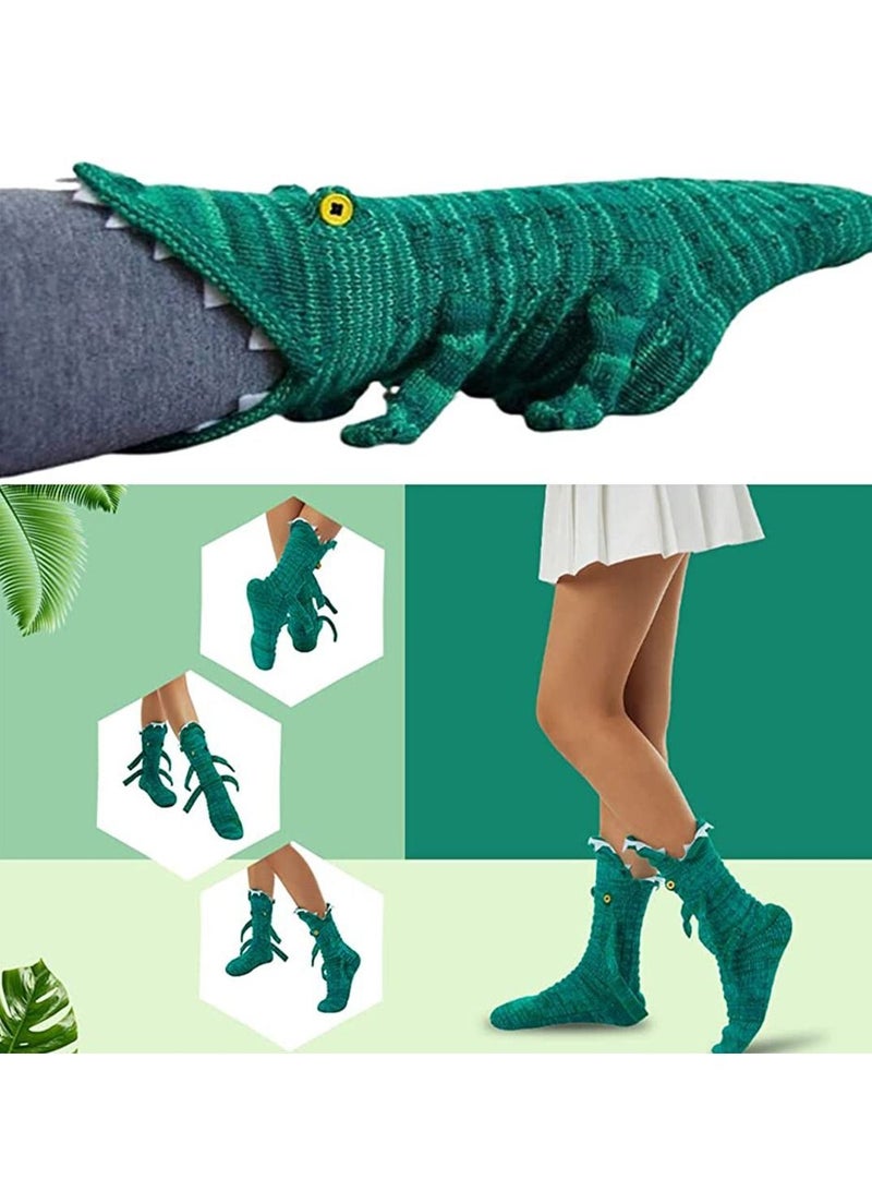 Y&D Socks 3D Crocodile Funny Animal for Women Summer Air-Conditioning Knit Floor Shark Unique Winter Home Warm Soft Sweat Absorption Deodorization Unisex - Image 5
