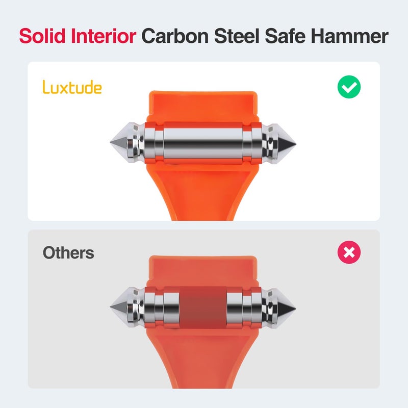 Luxtude Window Breaker Seatbelt Cutter, Car Window Breaker, Glass Breaker, Auto Car Escape Tool, 2-in-1 Emergency Glass Hammer, Window Punch Seatbelt Cutter, Life Rescue Tools Kit, 2 Packs - Image 2