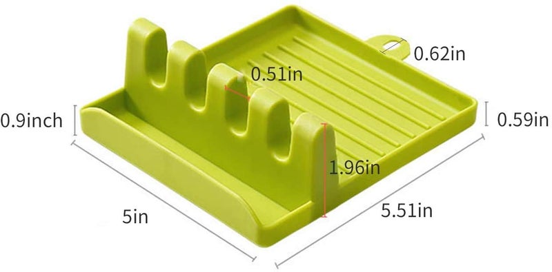 BeFunky Utensil Rest for Stove Top, Spatula/Tongs/Spoon Rest with Drip Pad & Pot Stand, Multifunction Kitchen Spatula Rack with Lid Holder (Green) - Image 4