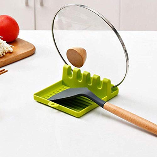 BeFunky Utensil Rest for Stove Top, Spatula/Tongs/Spoon Rest with Drip Pad & Pot Stand, Multifunction Kitchen Spatula Rack with Lid Holder (Green) - Image 1