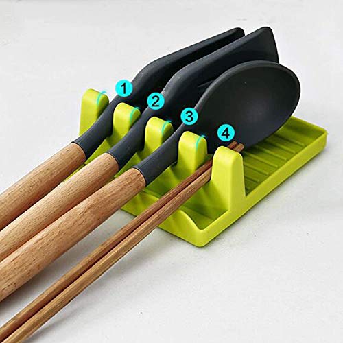 BeFunky Utensil Rest for Stove Top, Spatula/Tongs/Spoon Rest with Drip Pad & Pot Stand, Multifunction Kitchen Spatula Rack with Lid Holder (Green) - Image 5