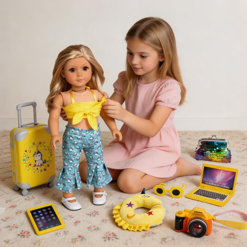 ebuddy 18 inch Doll Clothes and Accessories-Travel Suitcase Set with Fashion Outfit & Pretend Play Accessories Fit for 18" Girl Dolls (No Doll) - Image 5