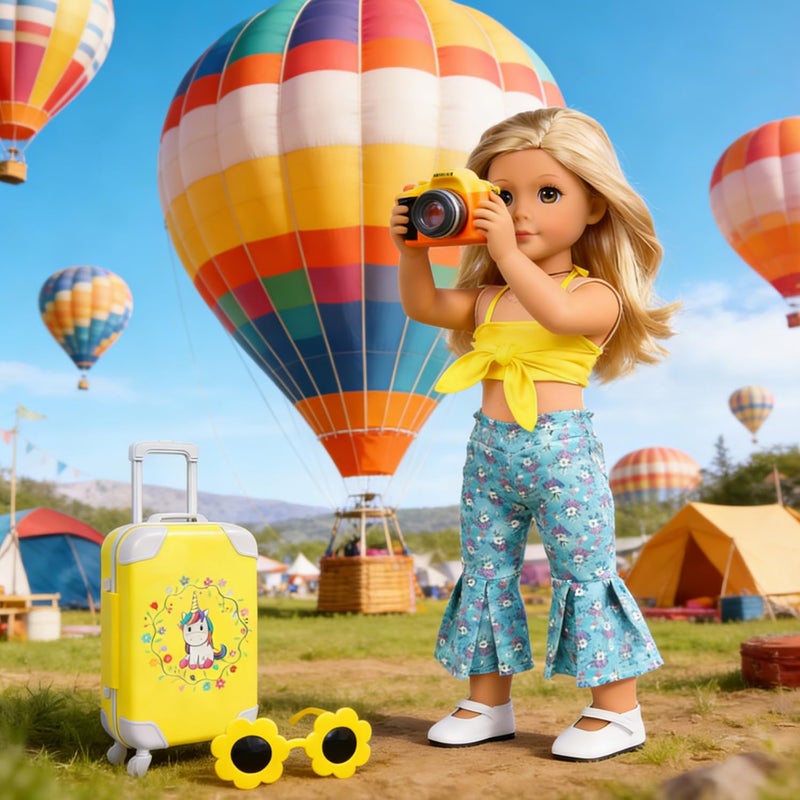 ebuddy 18 inch Doll Clothes and Accessories-Travel Suitcase Set with Fashion Outfit & Pretend Play Accessories Fit for 18" Girl Dolls (No Doll) - Image 4