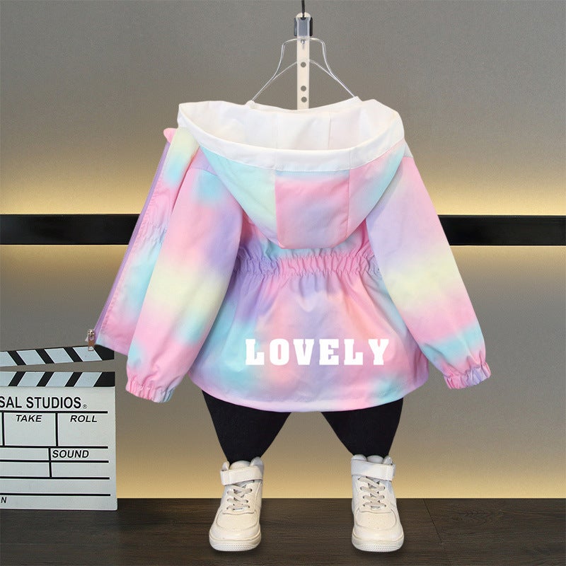 Girls Magic Color Gradient Coat 2025 New Western Style Baby Girls Spring and Autumn Korean Style Coat Childrens Spring Charge Clothes Pink (phantom gradient) 