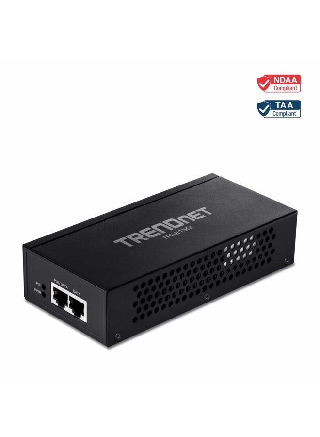 TRENDnet 2.5G PoE+ Injector, TPE-215GI, PoE (15.4W) or PoE+ (30W), Converts a non-PoE Port to a PoE+ 2.5G Port, 2.5GBASE-T Compliant, Integrated Power Supply, Network a PoE device upto 100m, Black - Image 5