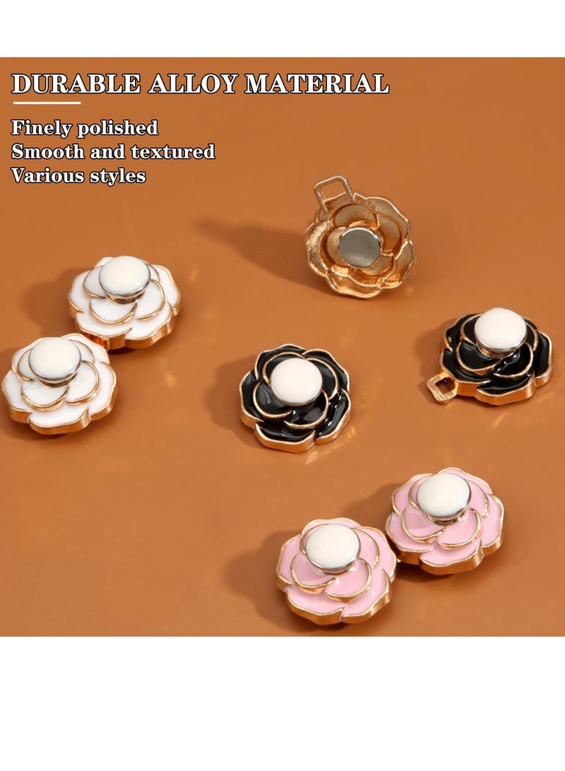 SYOSI 8 Sets Pant Waist Tightener for Rose Petals - Detachable Adjustable Jean Button Waist Buckle Set Jean Button Pins No Sewing Required Won't Pinch Skin Easy to Install 8 Set 4 Style  - Image 4