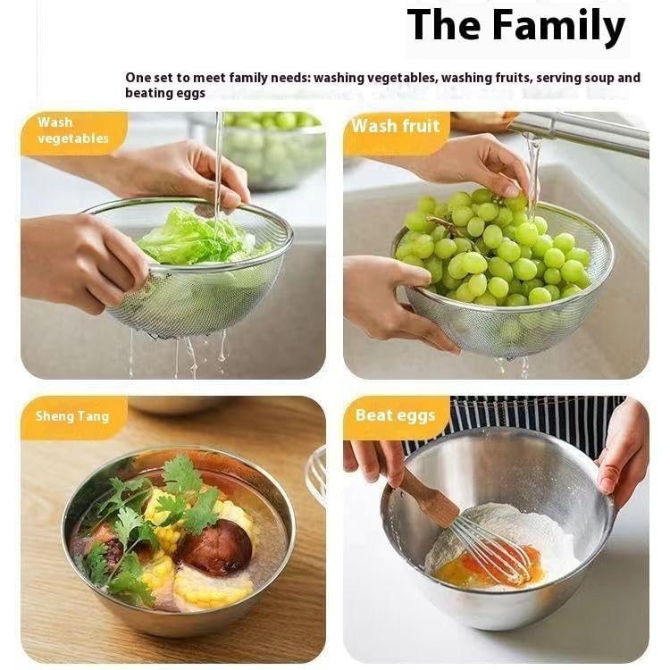 Yopple Premium Stainless Steel Mesh Strainer Basket for Kitchen, Multi-Purpose Fine Mesh Strainer Basket for Washing Rice, Vegetables, Fruits, Pasta, Noodles & Deep Frying, Mesh Strainer Basket - Image 3
