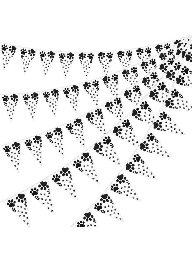 FESTIKO 5 Pieces Dog Party Decorations Dog Birthday Banner Dog Paw Prints Pennant Banners Dog Paw Prints Bunting Banner Hanging Animal Pawprint Banner For Dog Cat Pet Supplies, 7.9 X 11.4 Inch (Black) - Image 1