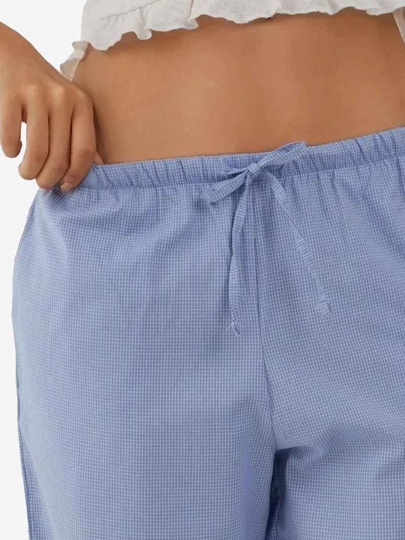 HICCUP Heart Detail Wide Leg Plaid Lounge Bottoms