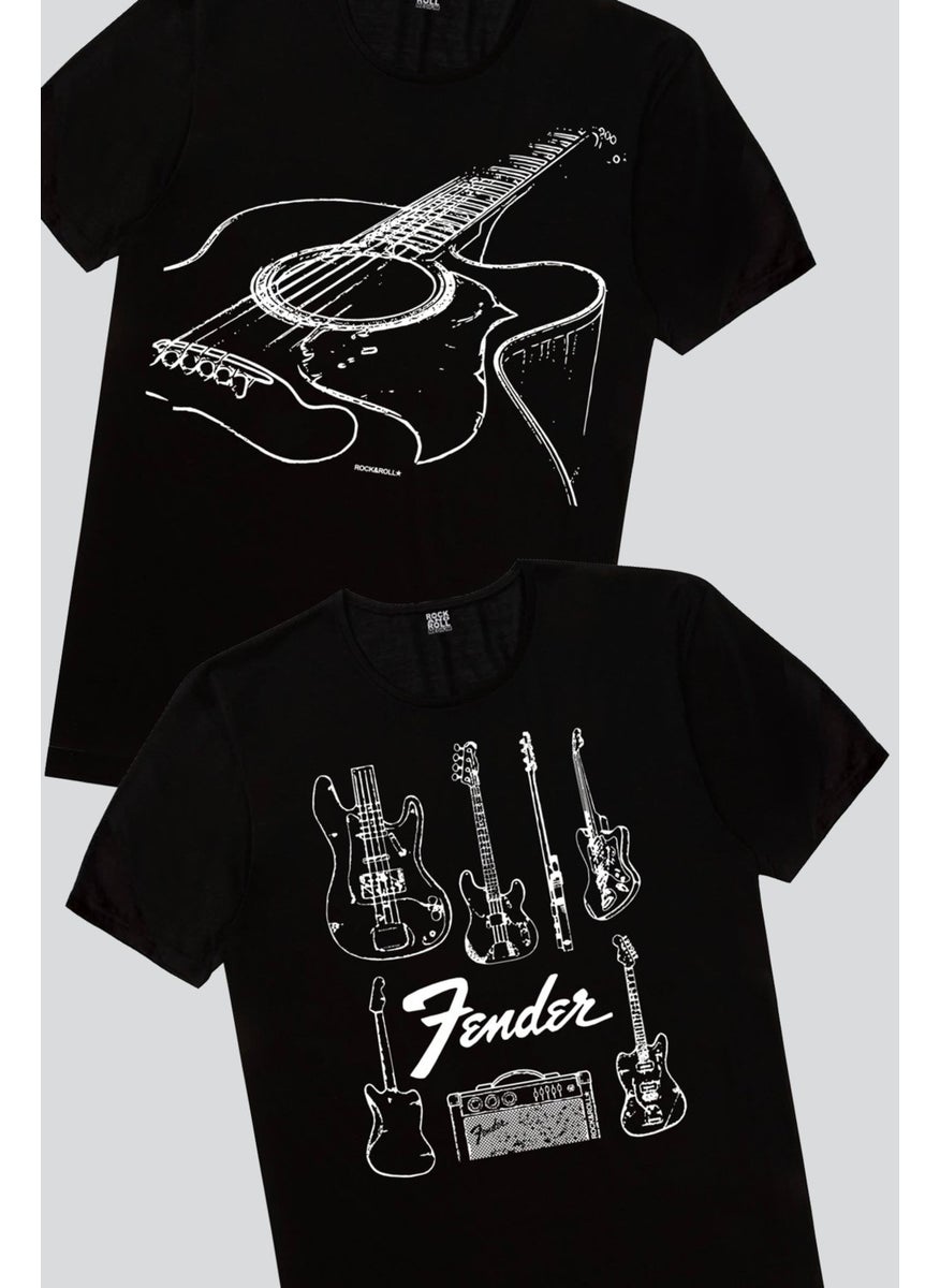 Rock&Roll - Fender Guitar, My Guitar Strings Men's T-Shirt 2-Piece Eco Pack - Image 1