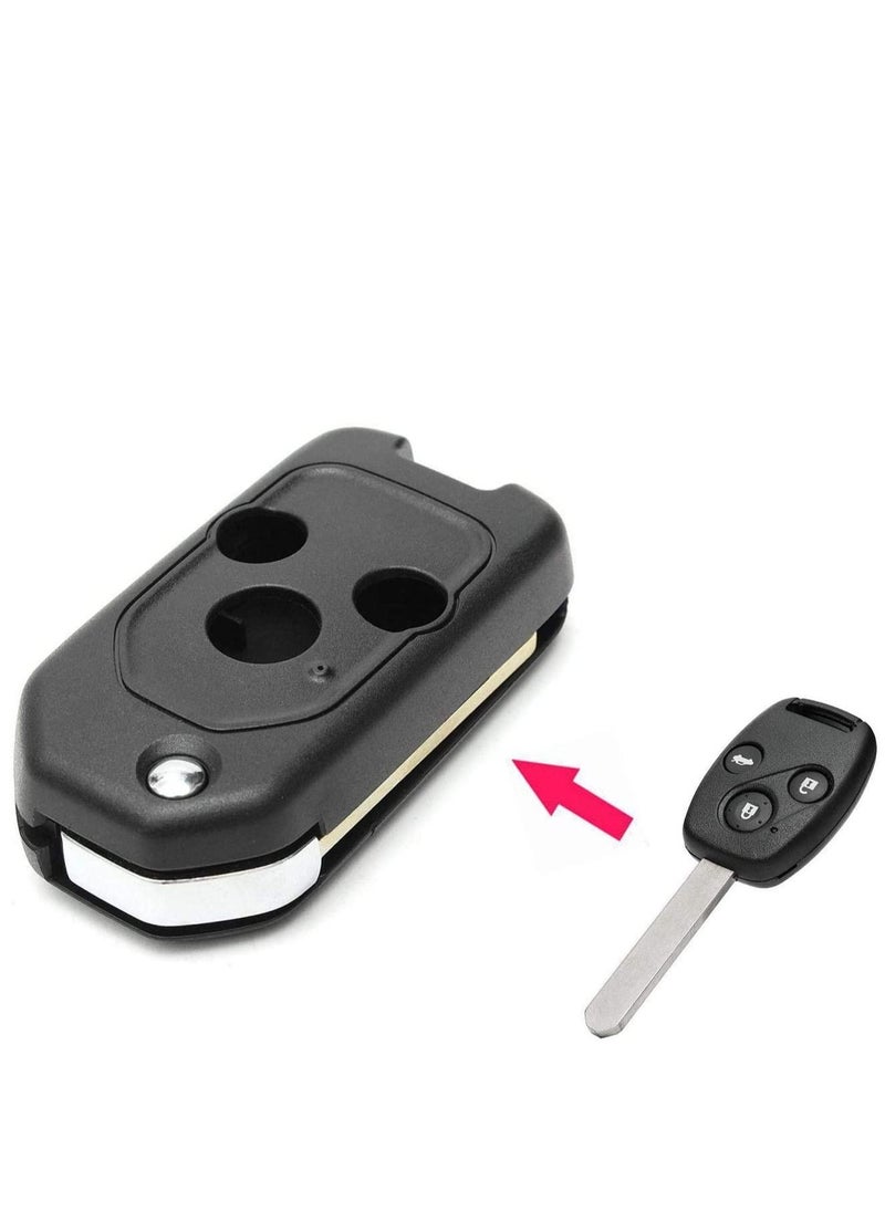 althiqahkey - Modified Car Remote Key Case Uncut Flip Key Blade Fob Shell Case For Honda Accord Civic CR-V Fit Jazz Insight Odyssey Pilot 3 BUTONS - Image 1