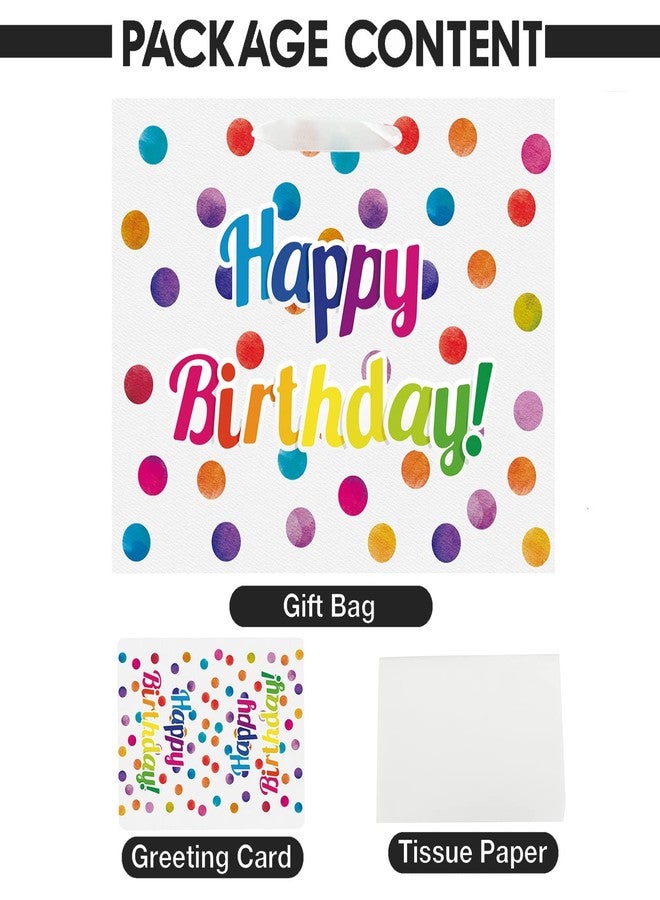 Laidans 13" Large Happy Birthday Gift Bag with Card and Tissue Papers for Kids with Handles (Dots) - Image 4
