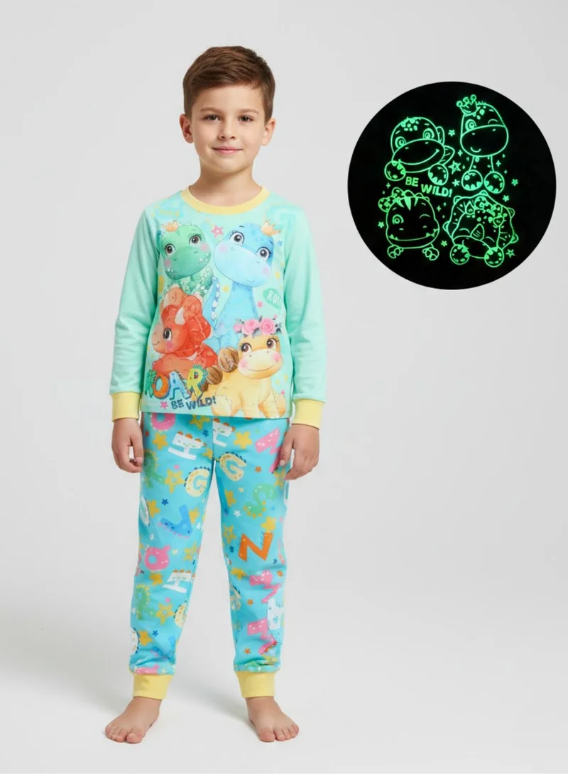 بيبي كلو Glow Jungle Dinos Boys Cotton Night Suit