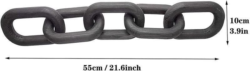 Hanlin Wood Chain Link Decor - Hand Carved Boho Decorative Chain, Farmhouse Decor, Sustainable Pine, Coffee Table Shelf for Home Living Room (White) - Image 3