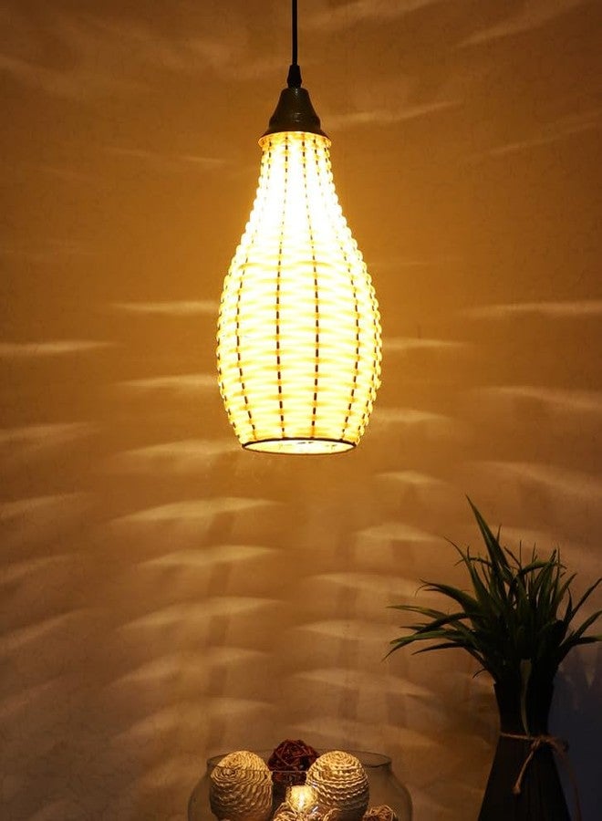 ELIANTE Zenithra Hanging Light with E27 Holder and Cream Plastic Shade | | 3 Years Warranty | Free - LED LAMP - Image 1
