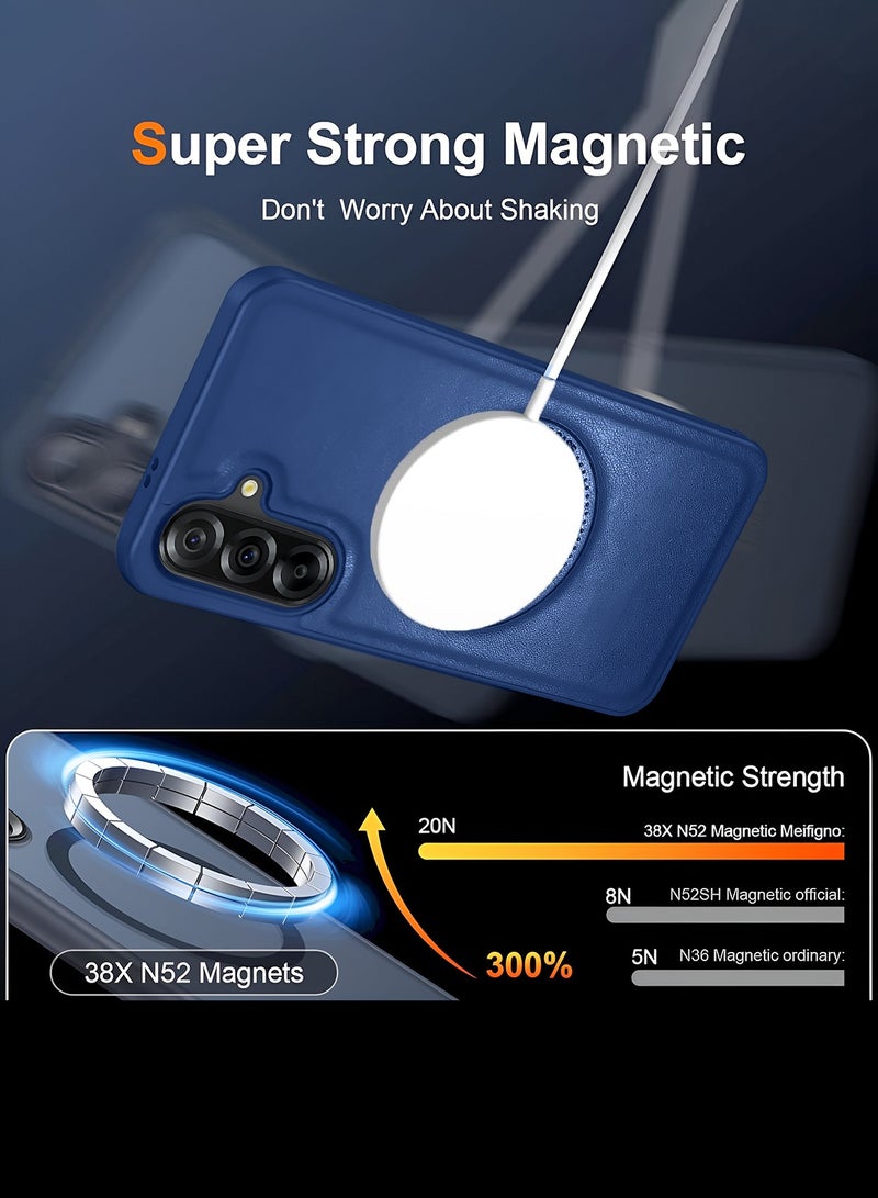 Wtech Samsung Galaxy A56 5G 2025 Premium PU Leather Hard Shockproof with MagSafe Magnet Case Cover - Navy Blue - Image 2